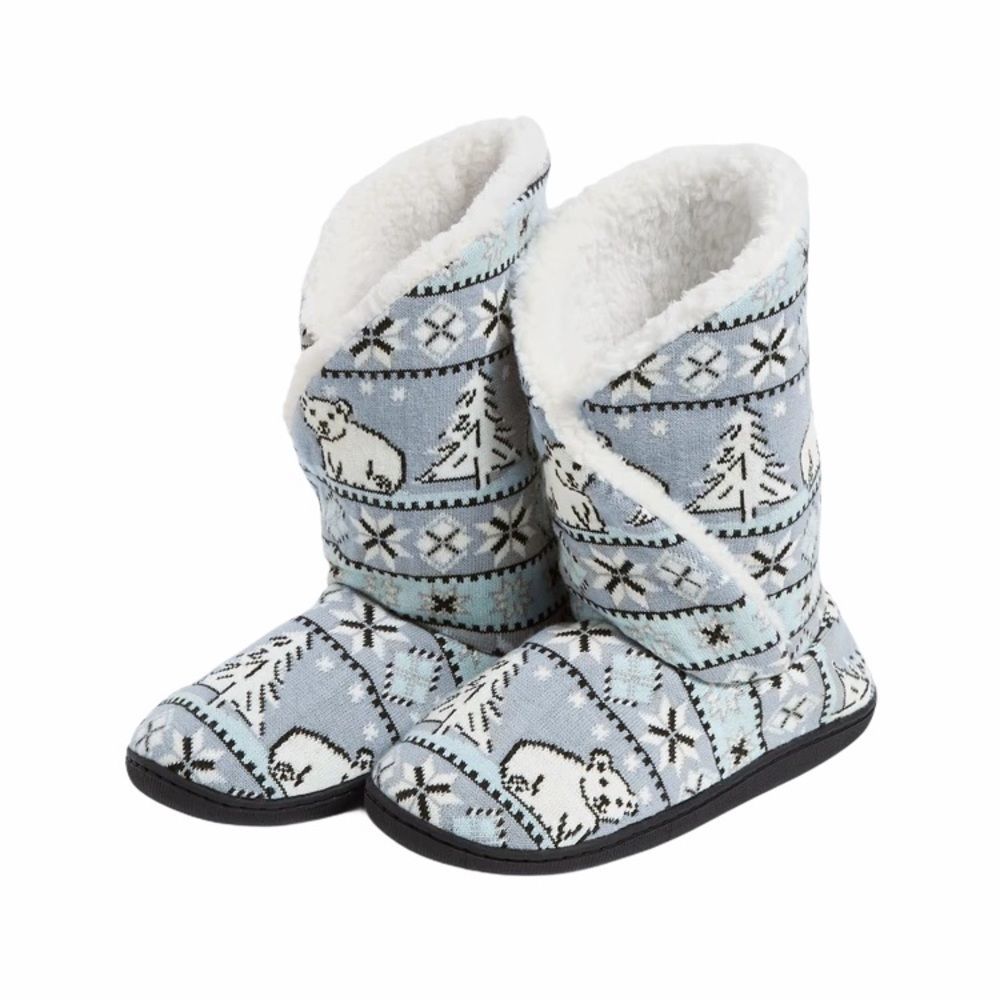 Vera Bradley Beary Merry Cozy Booties, Gray, Medium 7-8